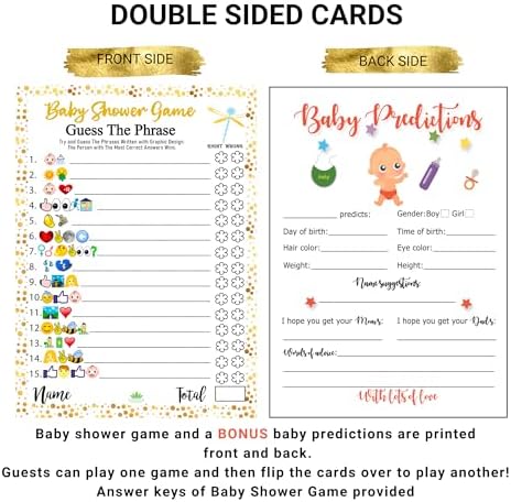 LOTUS-A Baby Shower Games - Guess The Phrase and Predictions Cards