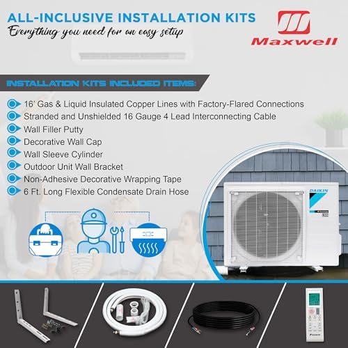Daikin 9000 BTU Ductless Mini-Split Air Conditioner with Installation Kit