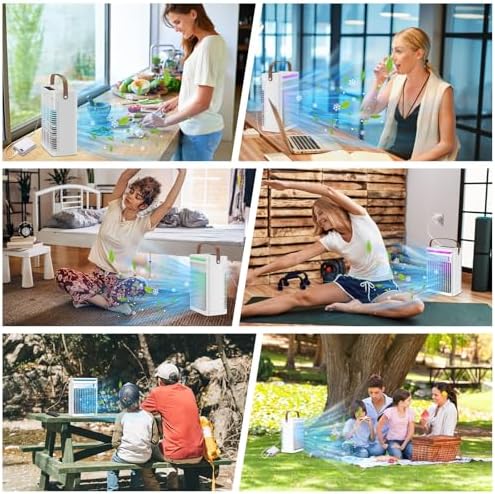 ATTLOOQ Portable Air Cooler with 5 Speeds and 7 LEDs