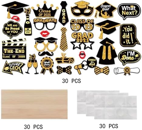 30 Pcs Graduation Photo Booth Props Set 2025