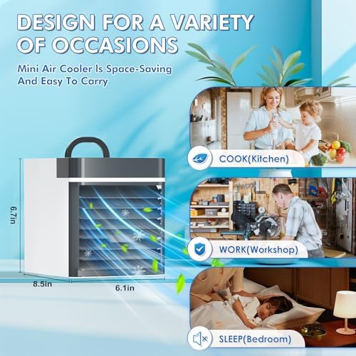Portable Air Cooler with Ice Packs and 3 Speeds