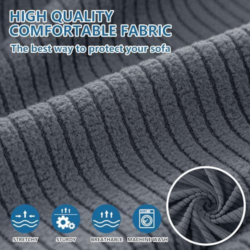 Hyha Waterproof Couch Cushion Covers 3 Piece Dark Grey
