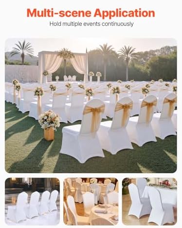 VEVOR 50 Pcs White Chair Covers for Wedding and Banquet Events