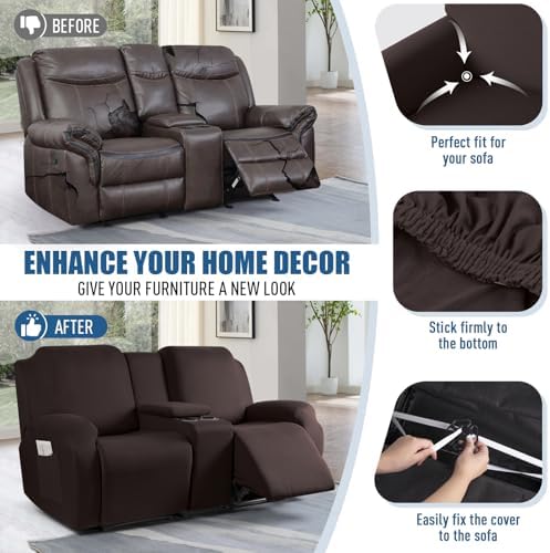 TAOCOCO Reclining Loveseat Slipcover with Console