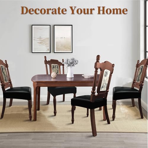 WUSOUPU Waterproof Dining Chair Seat Covers Set of 4 Black 1