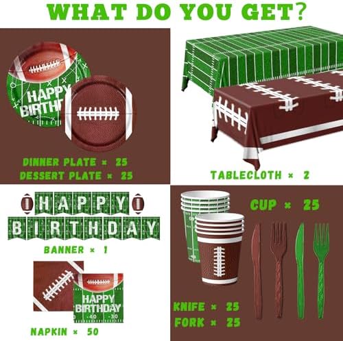 Football Themed Party Decor Set for 25 Guests