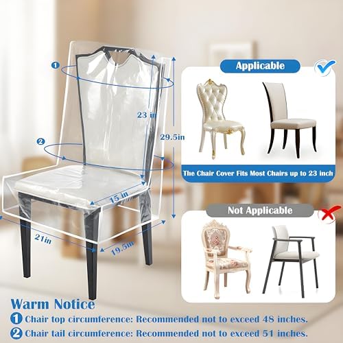 Clear Plastic Chair Covers 4 Pack for Dining Chairs
