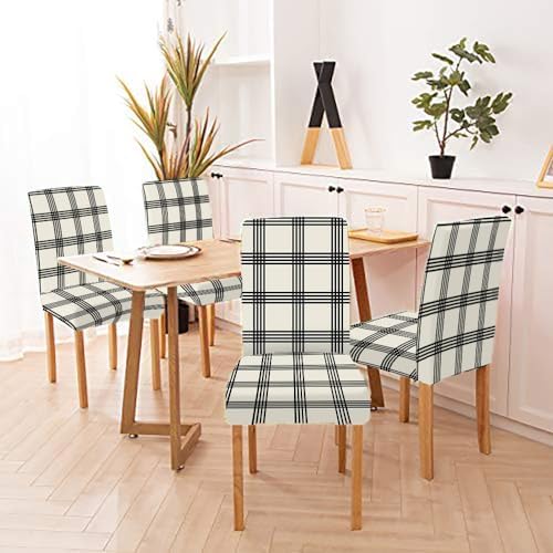 4 Pack Plaid Chair Covers for Dining Room and Kitchen 1