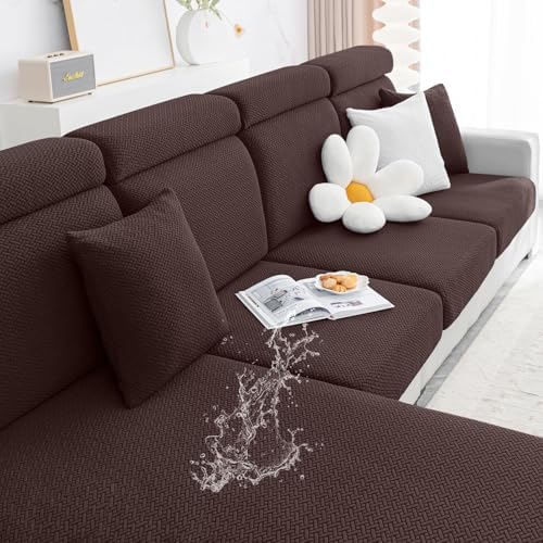 Smiry Waterproof Sofa Cushion Covers 3PC Chocolate 1