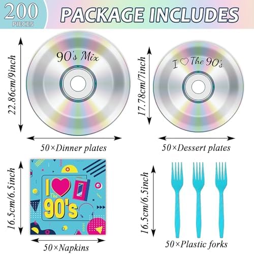 90s Party Plates Napkins Set for Retro Theme Celebration