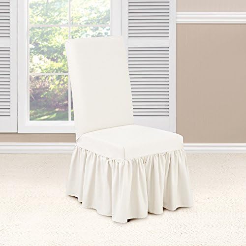 SureFit Essential Twill Ruffled Dining Chair Slipcover White