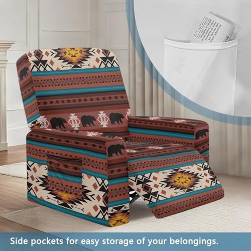 Cozeyat Red Aztec Tribal Recliner Slipcover Set 4-Piece