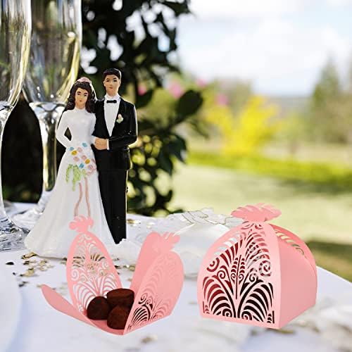 KPOSIYA Pack of 70 Laser Cut Favor Boxes Pink Wedding Party Gifts