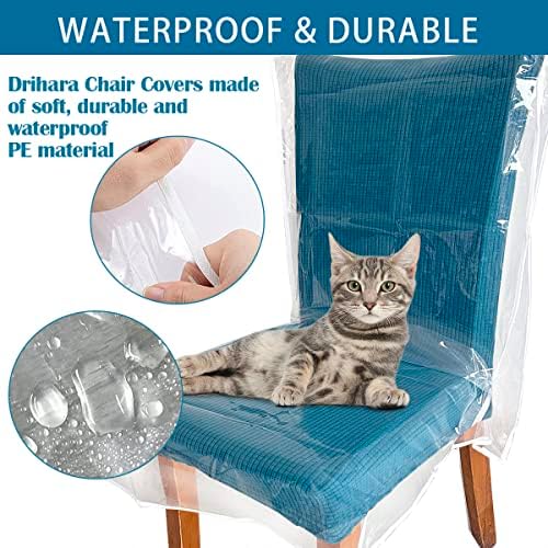 4 Pack Clear Plastic Chair Covers for Dining Room Use