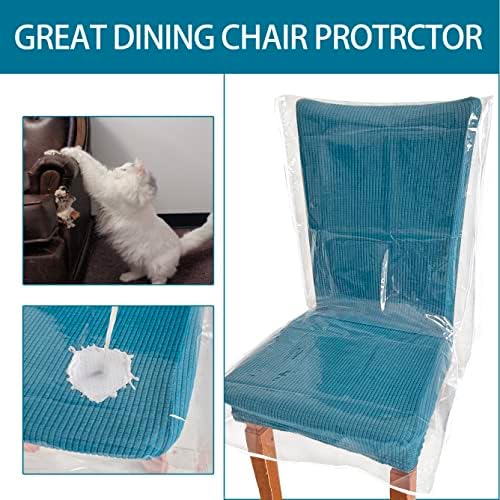 4 Pack Clear Plastic Chair Covers for Dining Room Use