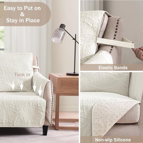 Pamhaven Quilted Sofa Slipcovers with Pockets