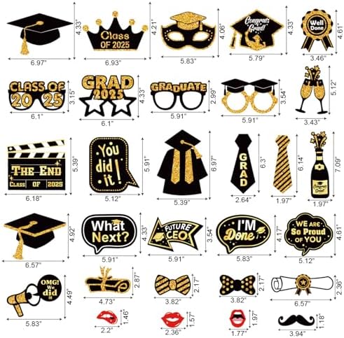 30 Pcs Graduation Photo Booth Props Set 2025
