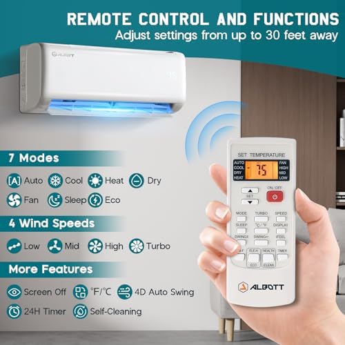Albott 12000 BTU Mini Split AC with Wi-Fi and Voice Control
