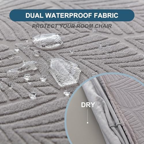 Waterproof Stretch Dining Chair Covers 4-Piece Set Removable and Washable Light Grey