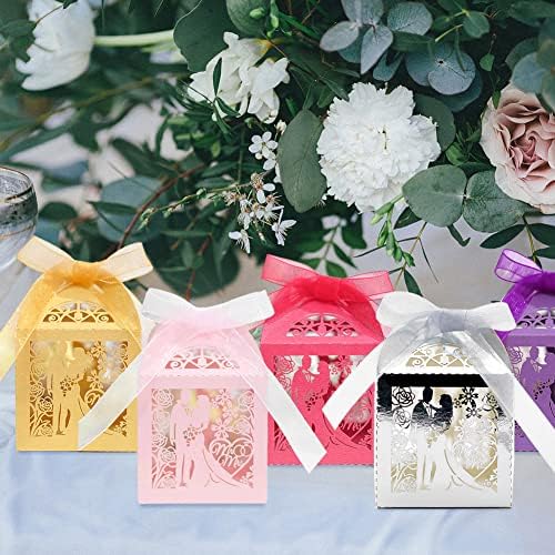 Eforcase 50PCS Laser Cut Candy Favor Boxes for Wedding