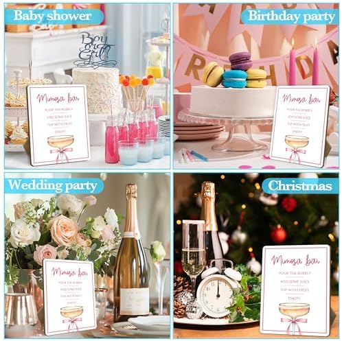 Pink Mimosa Bar Sign With Stand 8x11 Inches