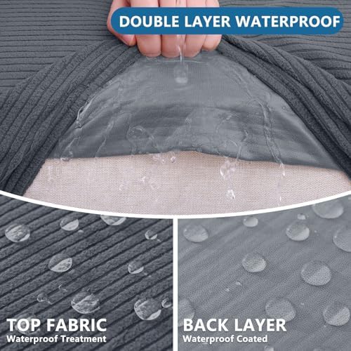 Hyha Waterproof Couch Cushion Covers 3 Piece Dark Grey