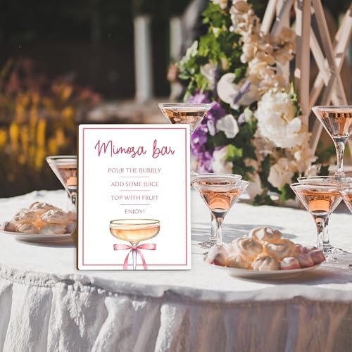 Pink Mimosa Bar Sign With Stand 8x11 Inches