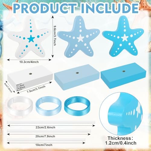 3 Pcs Summer Tiered Tray Decorations Set Starfish