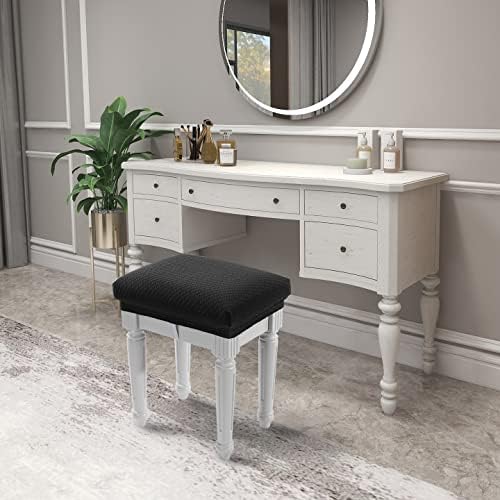 BUYUE Luxury Vanity Bench Stool Cover XS Black 1