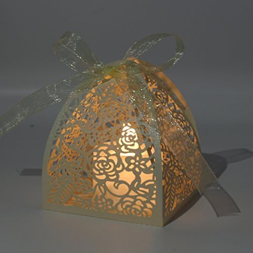 KPOSIYA 100 Laser Cut Rose Candy Favor Boxes