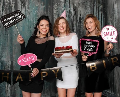 31pcs Hot Pink Birthday Photo Booth Props Set 1