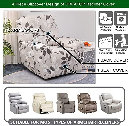 CRFATOP 4-Piece Recliner Slipcover with Pockets
