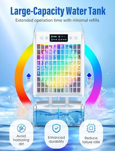 Fosvill Evaporative Mini AC with 4 in 1 Humidifier and LED Light