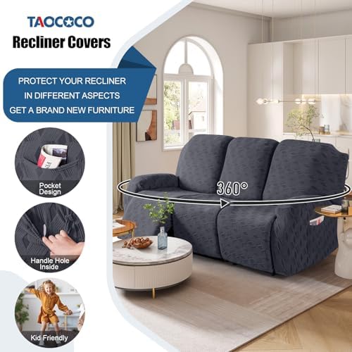 TAOCOCO Recliner Sofa Cover Dark Grey