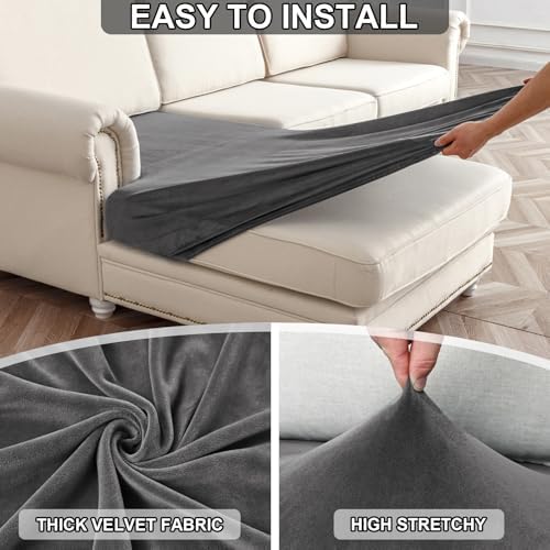 NAISI Waterproof Couch Cushion Covers for 4 Pieces L Shape Sectional Sofa