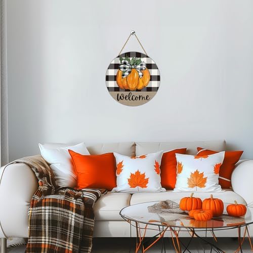 Yunkkin Fall Door Decor Pumpkin Welcome Sign