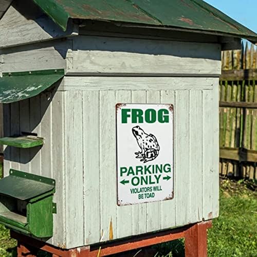 Retro Frog Parking Only Violators Will Be Toad Metal Tin Sign