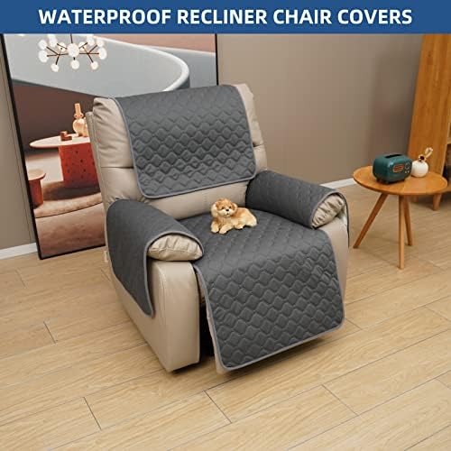 Eismodra Waterproof Recliner Chair Cover Gray 23x35in