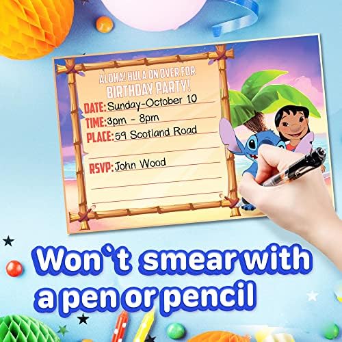 Set of 20 Lilo and Stickers Themed Birthday Invitations