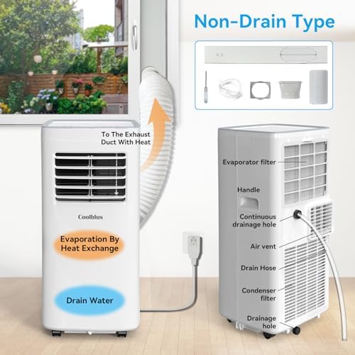 Coolblus 8500 BTU Portable Air Conditioner with Fan and Dehumidifier White