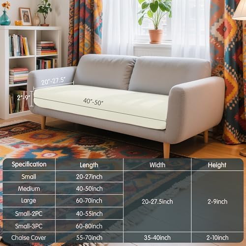 Hokway Stretch Sofa Slipcover Cushion Cover CreamWhite Medium