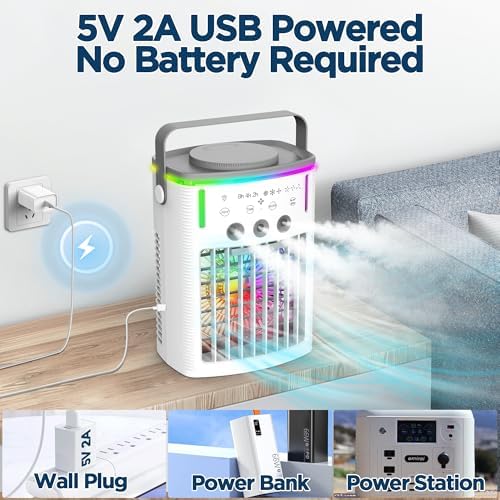 4-in-1 Portable Air Cooler Fan with Humidifier and Night Light