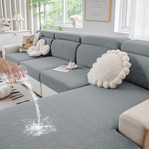 Hyha Waterproof Couch Cushion Covers 3PC Grey
