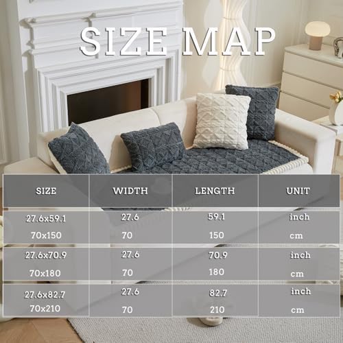 Tiwwie Fuzzy Dog Couch Cover with Non-Slip Design
