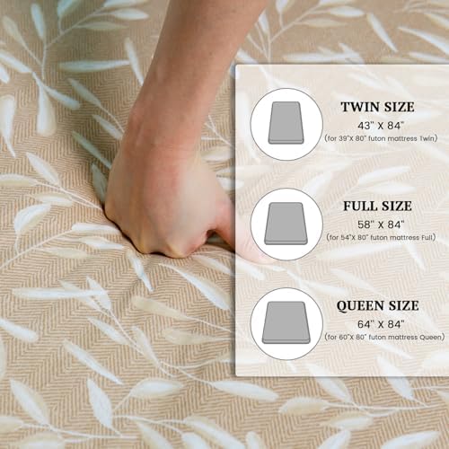 ZonLi Queen Futon Mattress Cover Soft and Breathable Zippered Beige