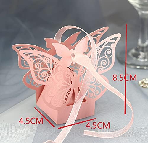 Kubert 50Pcs Laser Cut Butterfly Hollow Candy Boxes Beige