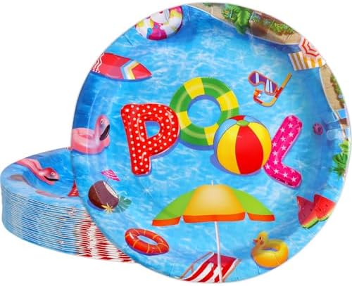 Fancy Land Pool Party Plates 24Pcs