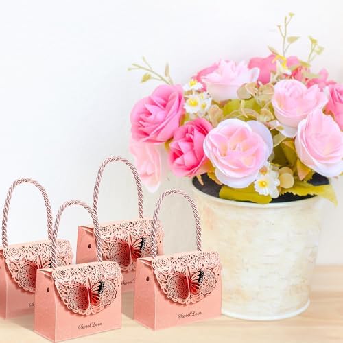 50 Pcs Butterfly Candy Party Favor Bags for Wedding Birthday Events