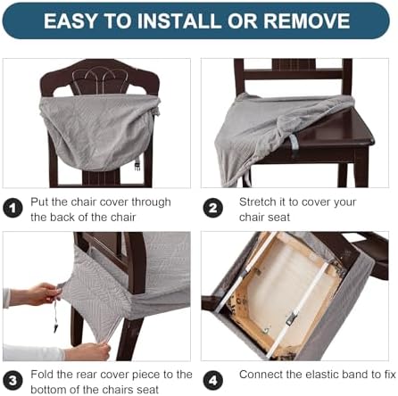Waterproof Stretch Dining Chair Covers 4-Piece Set Removable and Washable Light Grey