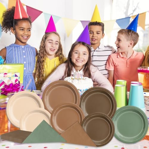 CMUSKO Woodland Baby Shower Decor Plates Napkins 60pcs Kit